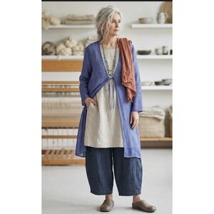 NWT Eileen Fisher Tie-Front Gauzy Organic Linen Jacket Duster Size Small